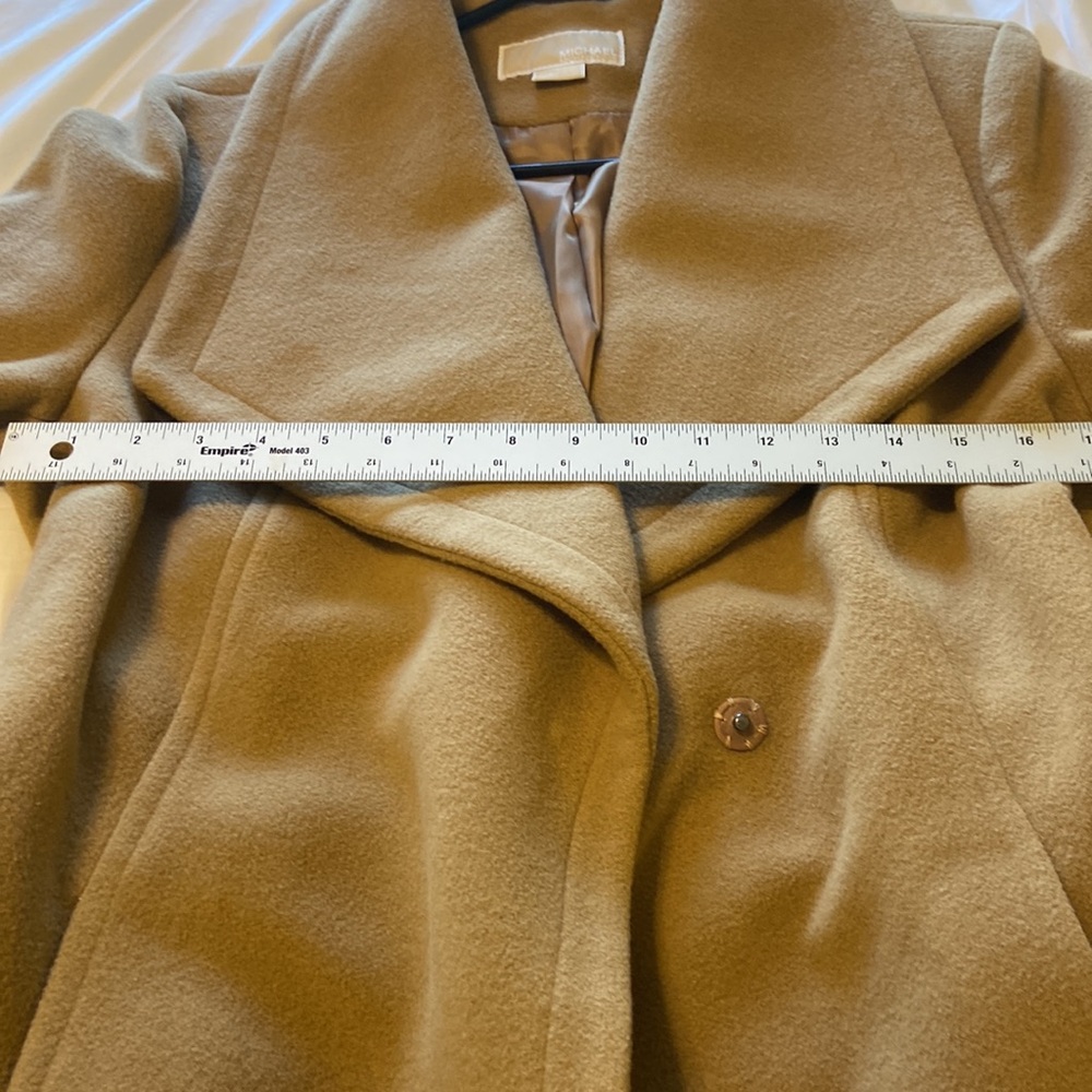Michael Kors Camel Belted Wrap Coat Wool Cashmere Blend SzL Classic Spring Layer - Picture 14 of 17
